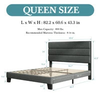 HOOMIC Bed Frame with Headboard, Fabric Platform Bed, Strong Wood Slats Support Panel Bed Mattress Foundation Allewie 6
