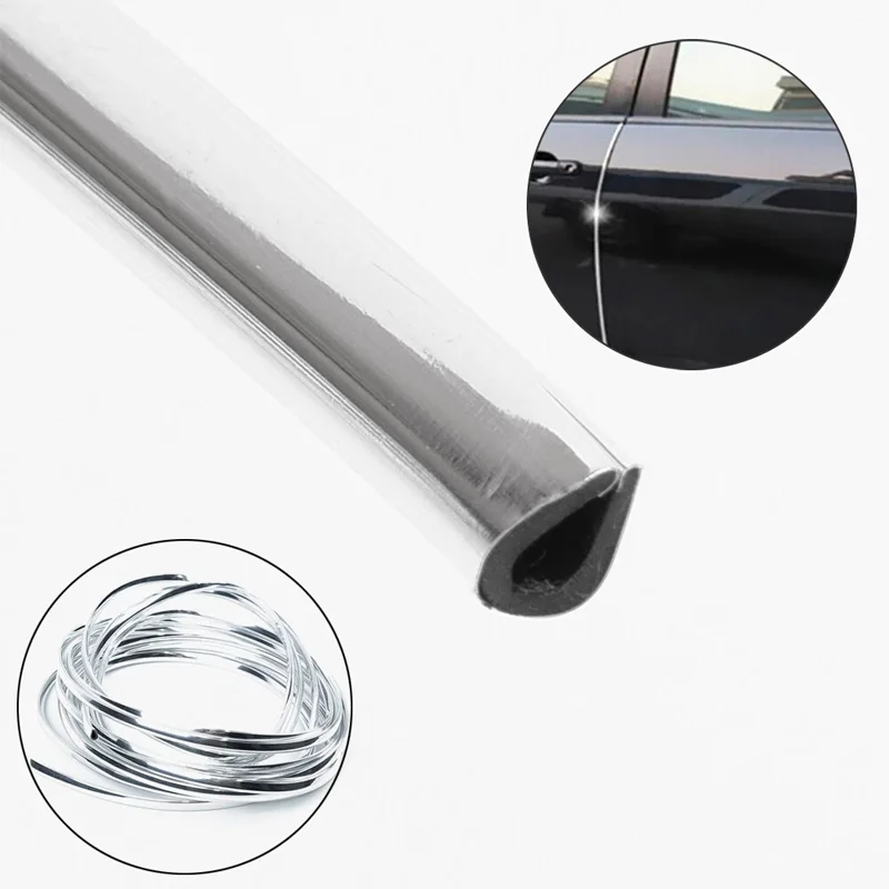 ABS Chrome Plated 6mm Car Chrome Trim Car Exterior Door Edge Decorative Strip Anti-collision