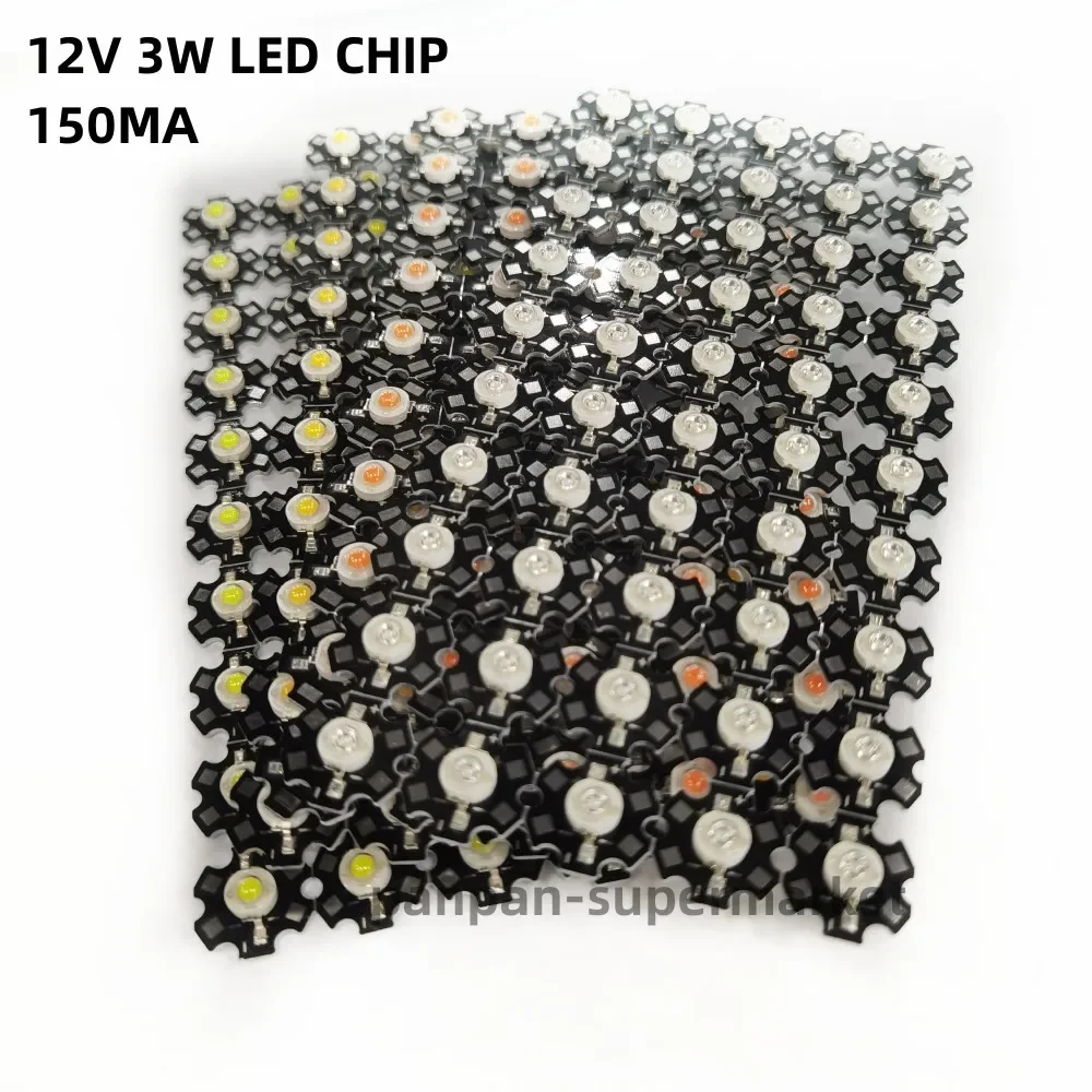 10pcs 12V 3W Bulbs High Power LED Lamp Diodes Full Watt White Warm White for Blubs Spotlight Downlight Chip