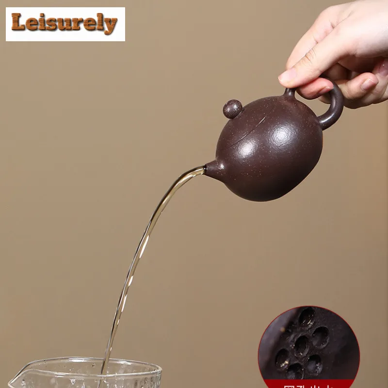 150ml Elegant Yixing Purple Clay Teapots Artists Handmade Xishi Pot Raw Ore Black Gold Mud Kettle Zisha Tea Set Drinkware Craft