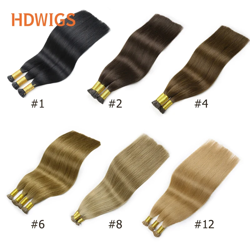Straight Human Hair Extension I-Tip Capsule Keratin for Hair 40g 50g Natural Brazilian Human Extensions Thick End 30%