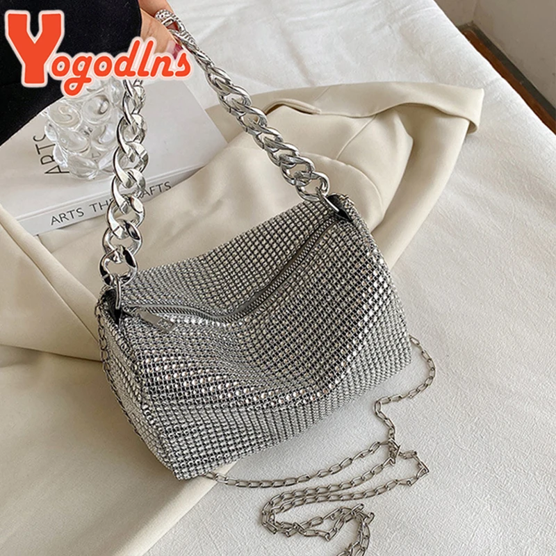 Yogodlns Bling Diamond Design Small Crossbody Messenger Bags Women Summer Trend Luxury Fashion Travel Shoulder Handbags Purses