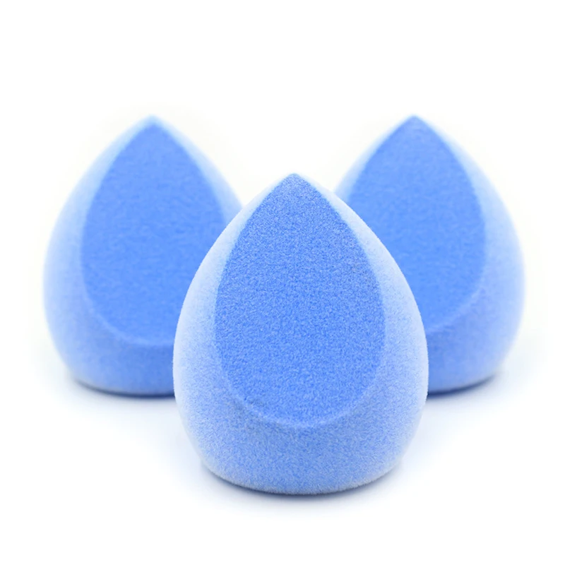 Wholesale Custom Logo Microfiber Make Up Sponge Beauty Egg Facial Flocking Makeup Facial  Sponge Velvet Flocking Blender Egg 6