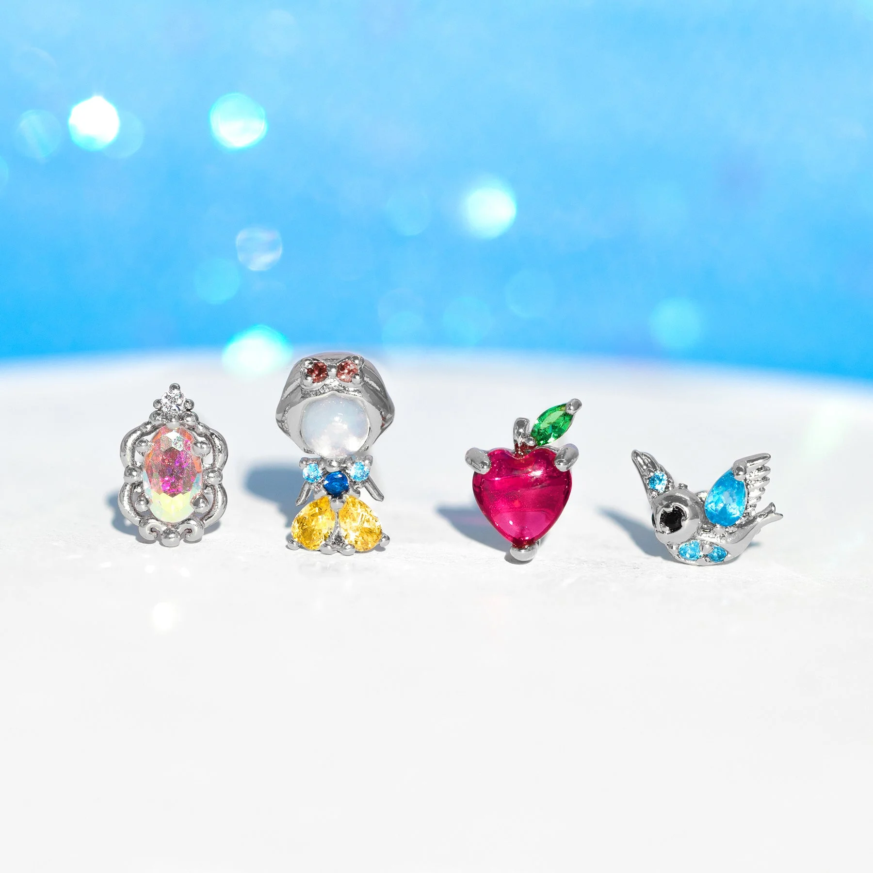 Color Silver 4pcs/Set Ins Colorful Zircon Stud Earrings For Women Party Wedding Jewelry Wholesale 3