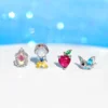 Color Silver 4pcs/Set Ins Colorful Zircon Stud Earrings For Women Party Wedding Jewelry Wholesale 3