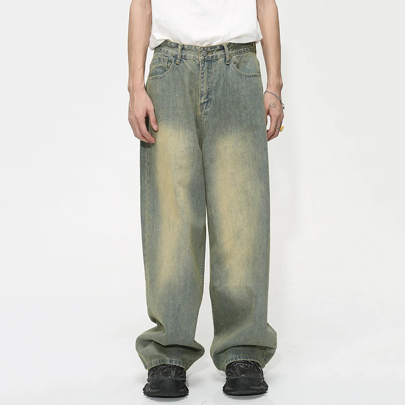 IEFB Vintage Gradient Baggy Jean Trousers Trend Men's Fashion Distressed Y2k Style Personality Wide Leg Casual Denim Pant 9C1149 2