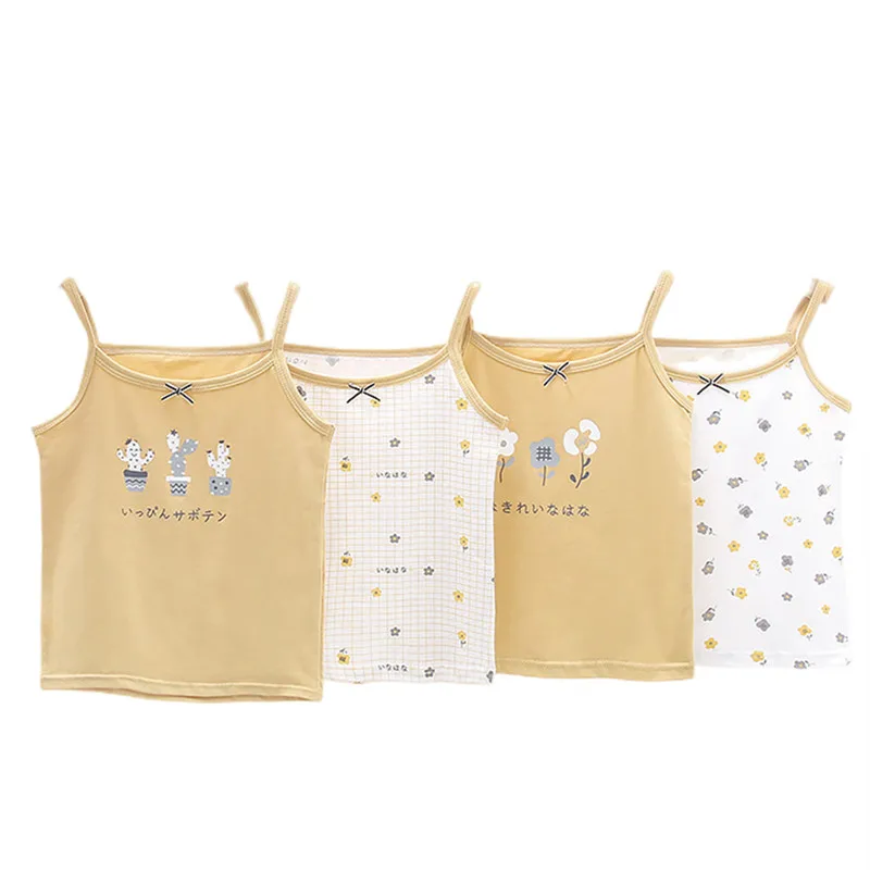 Girls Tank Tops 3pcs Children Undershirt Girls Cute Design Singlet Cotton Underwear Tank Soft Breathable Tank Tops for Baby Girl Size 110-150 girls tank tops