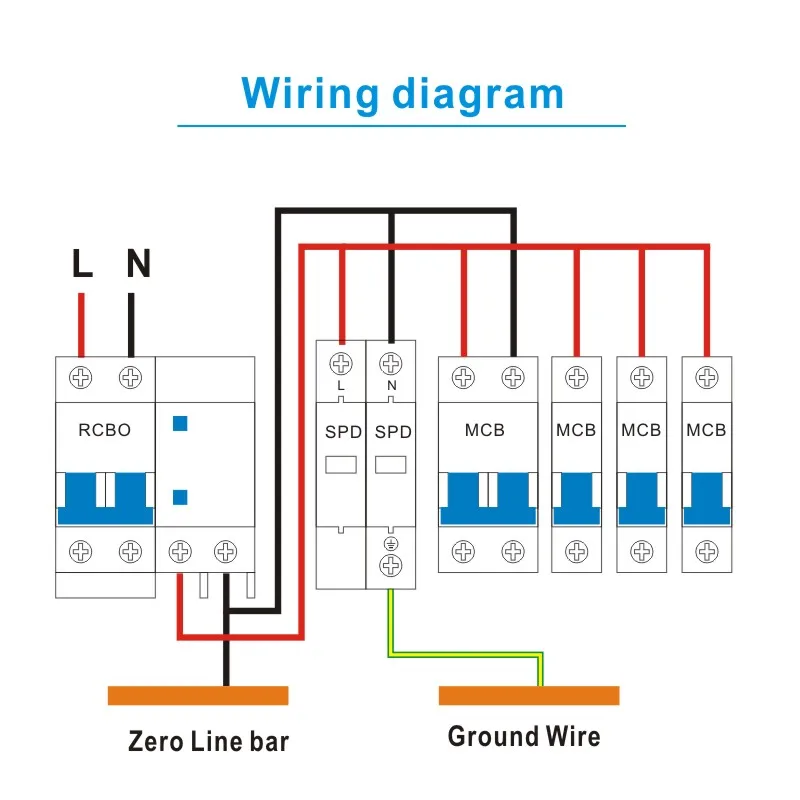 surge protector KZY2-C40 2P AC 275V 385V 20KA-40KA Lightning Protector SPD with PE House Safety Electricity Protector