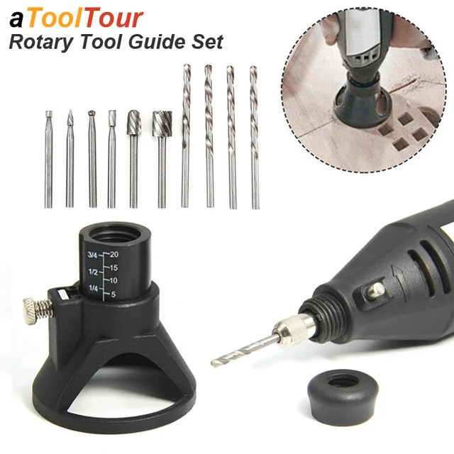 Dremel Rotary Tool Cutting Guide Attachment Kit HSS Router Drill Bits Set