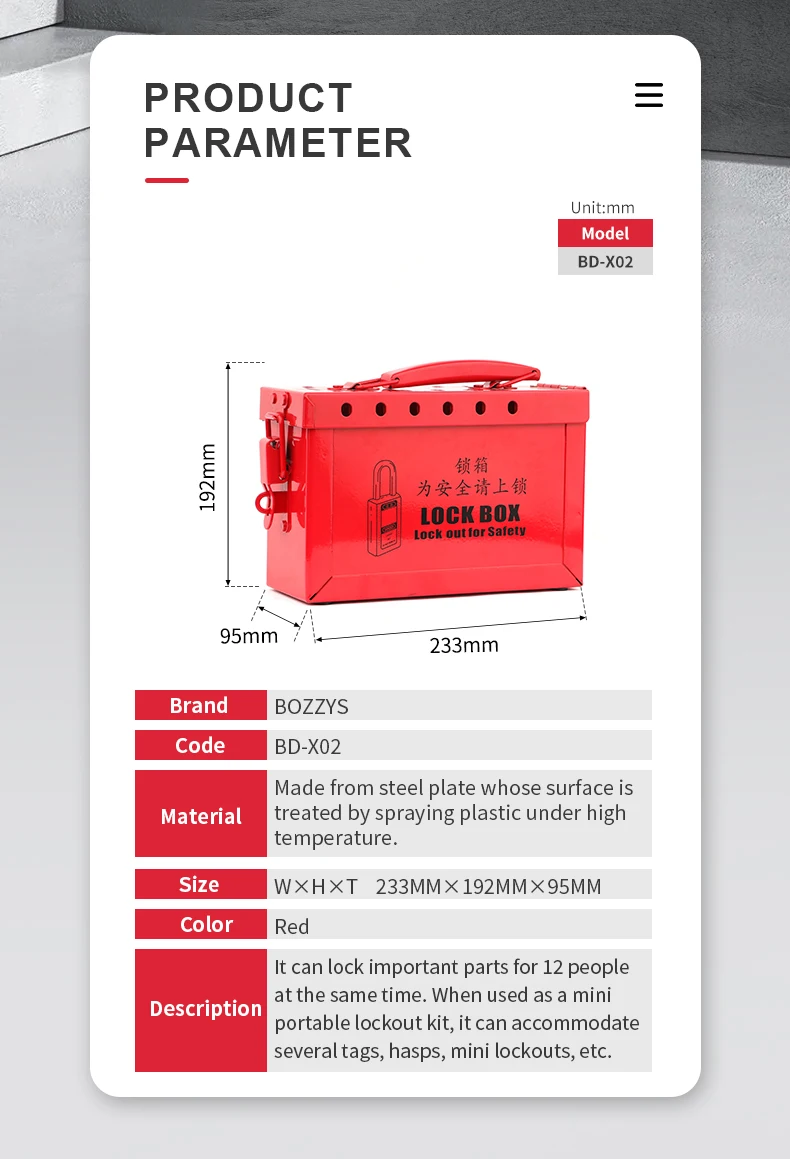 BOZZYS Lockout-Tagout-Box, tragbare Sicherheitsbox für OSHA-konforme Gruppen zur Verhinderung von Missbedienung – Detail 5