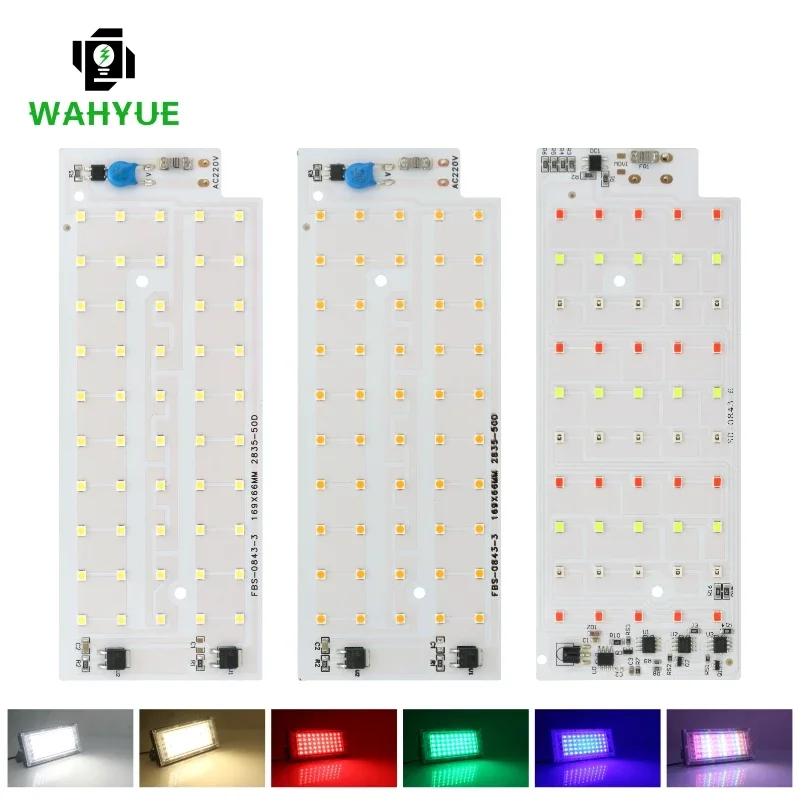 50W Led Flood Light Chip Smd 2835 Proiettore Esterno Faretto Perline Ac 220V Per Lampione A Led Illuminazione Del Paesaggio Chip Rgb