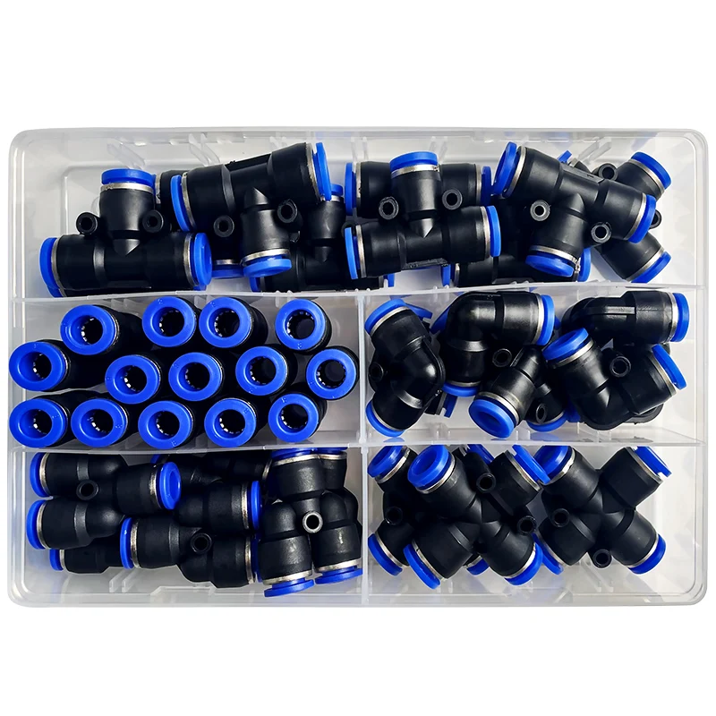 공압 커넥터 키트, 박스형 PU-8, PE-8, PZA-8, PY-8, PV-8, PG-8, PK-8, 8mm, 6mm, 호스 파이프 튜브, 공기 외경, 41 PCs