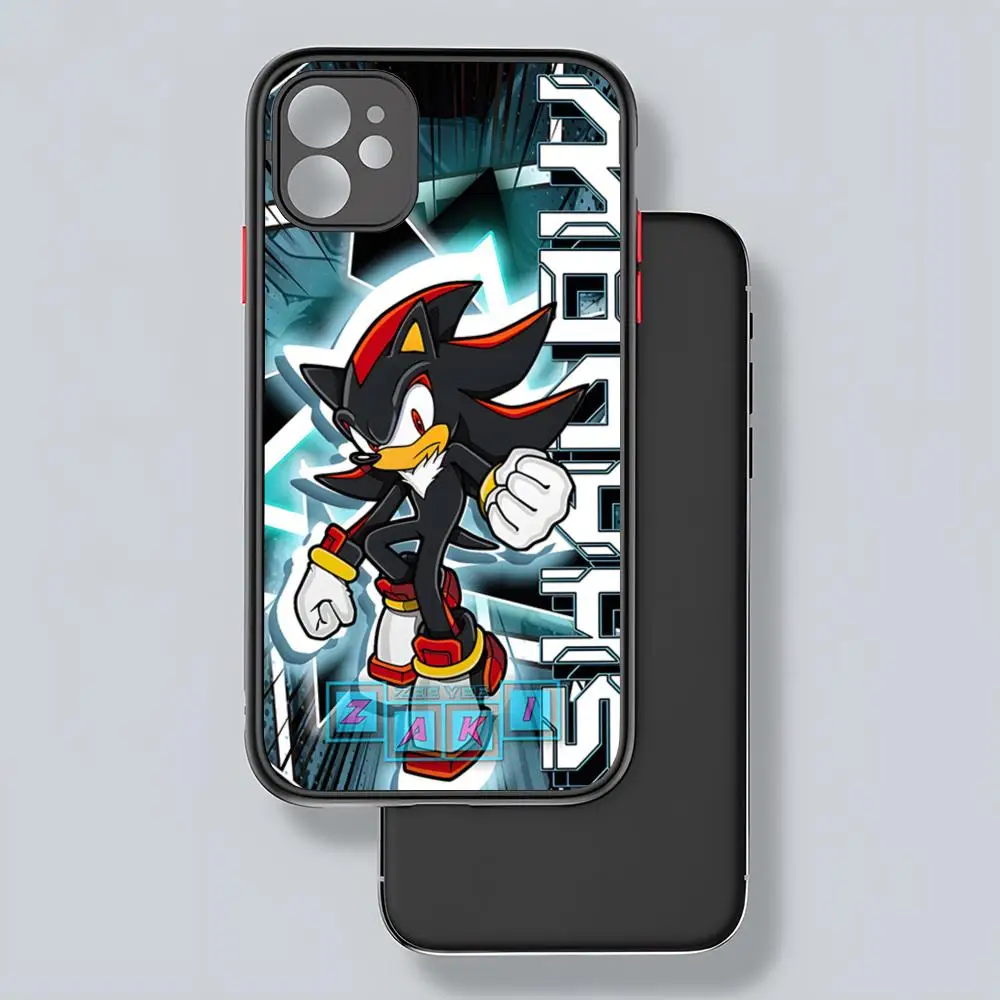 thumbnail image 1 of Funda de teléfono con dibujos animados de anime S-Sonics Hedgehog, parte trasera transparente mate para iPhone 15, 14, 13, 12, 11 Pro Max, X, XR, XS, 8, SE, Mini Plus, 1 of 5