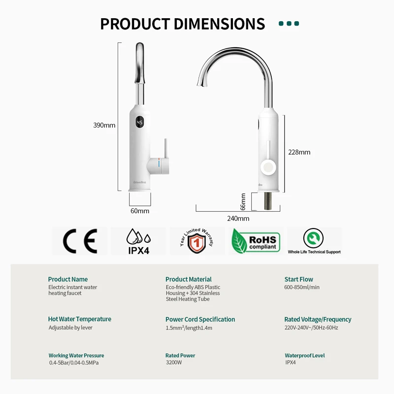 Briwellna 3.2KW سخان المياه السخان الفوري صنبور ال...