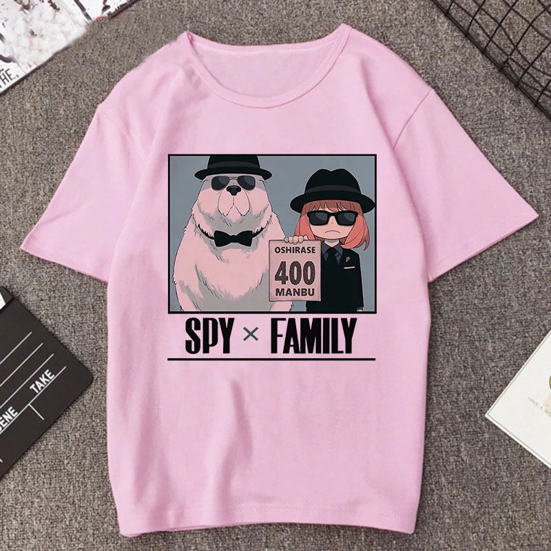thumbnail image 1 of Camiseta estampada de Manga Anya Forger para mujer, remera de Anime Rosa divertida de la familia Spy X, playera informal Harajuku de Manga corta para mujer, 1 of 4