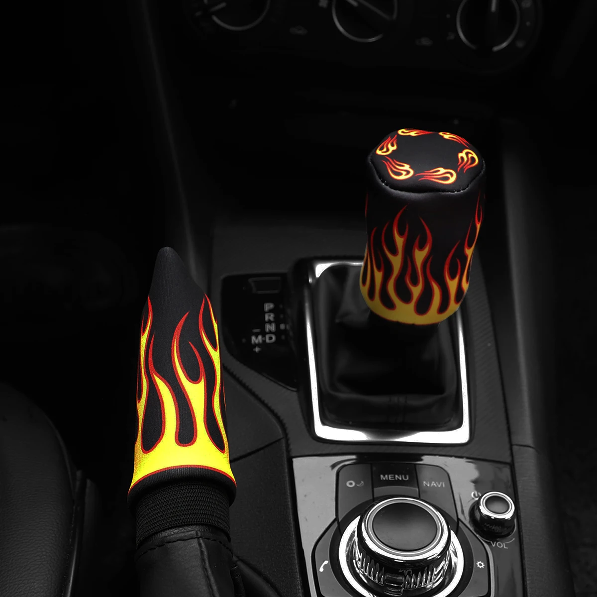 2 sets of flame fabric breathable waterproof car handbrake cover handle set manual gear automotive supplies hand brake cover,car interior accessories