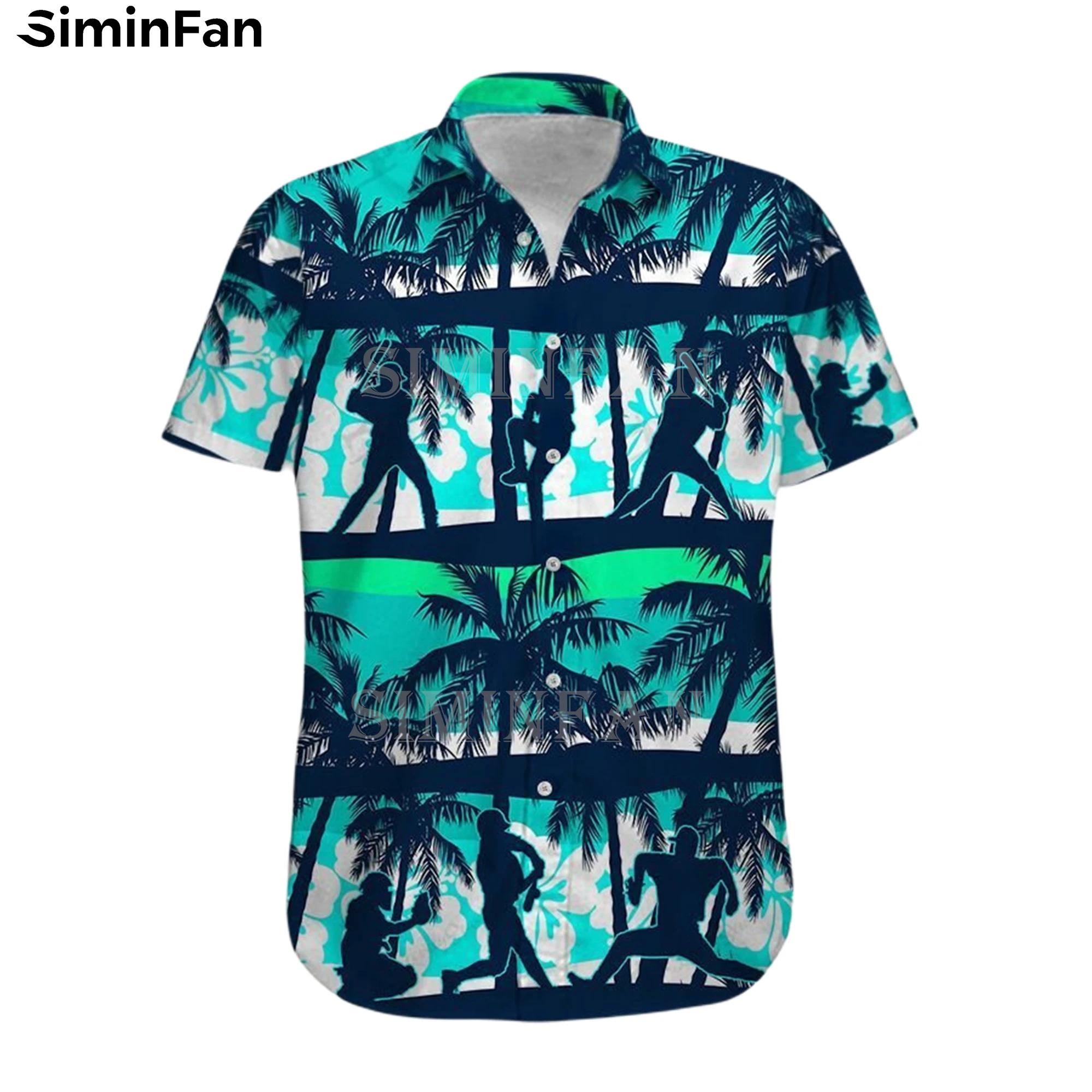Baseball Coconut Tree 3D Printed Mens Hawaiian Aloha Shirts Summer Beach T-Shirt Guayabera Luxury Camisa Holiday Party Cuban Top