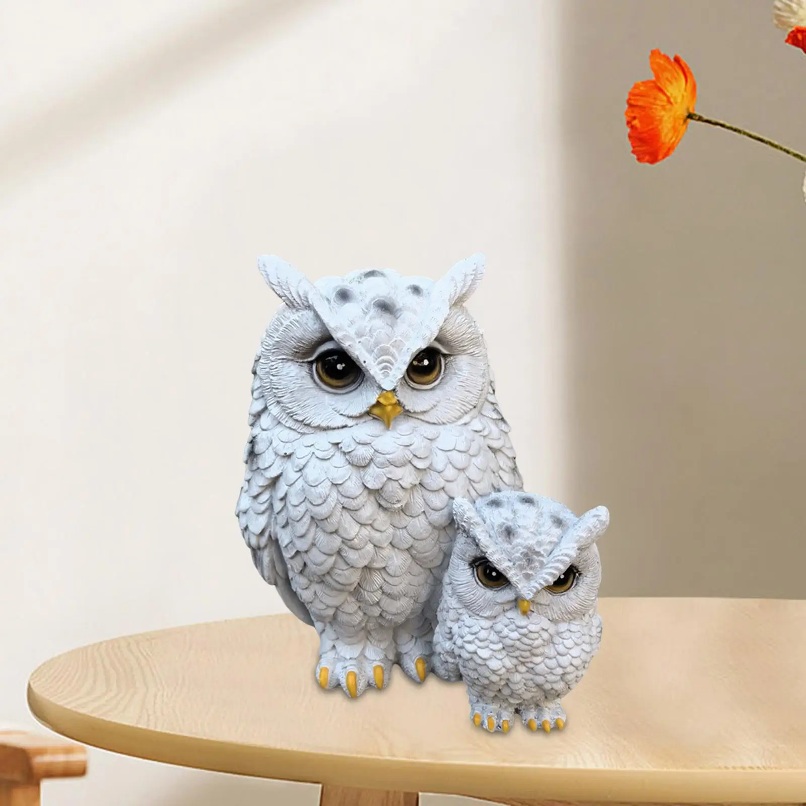 Owl Statue Animal Bird Sculpture Miniature Decorative Ornament Resin Figurine Garden Decoration for Backyard Patio Flowerpot