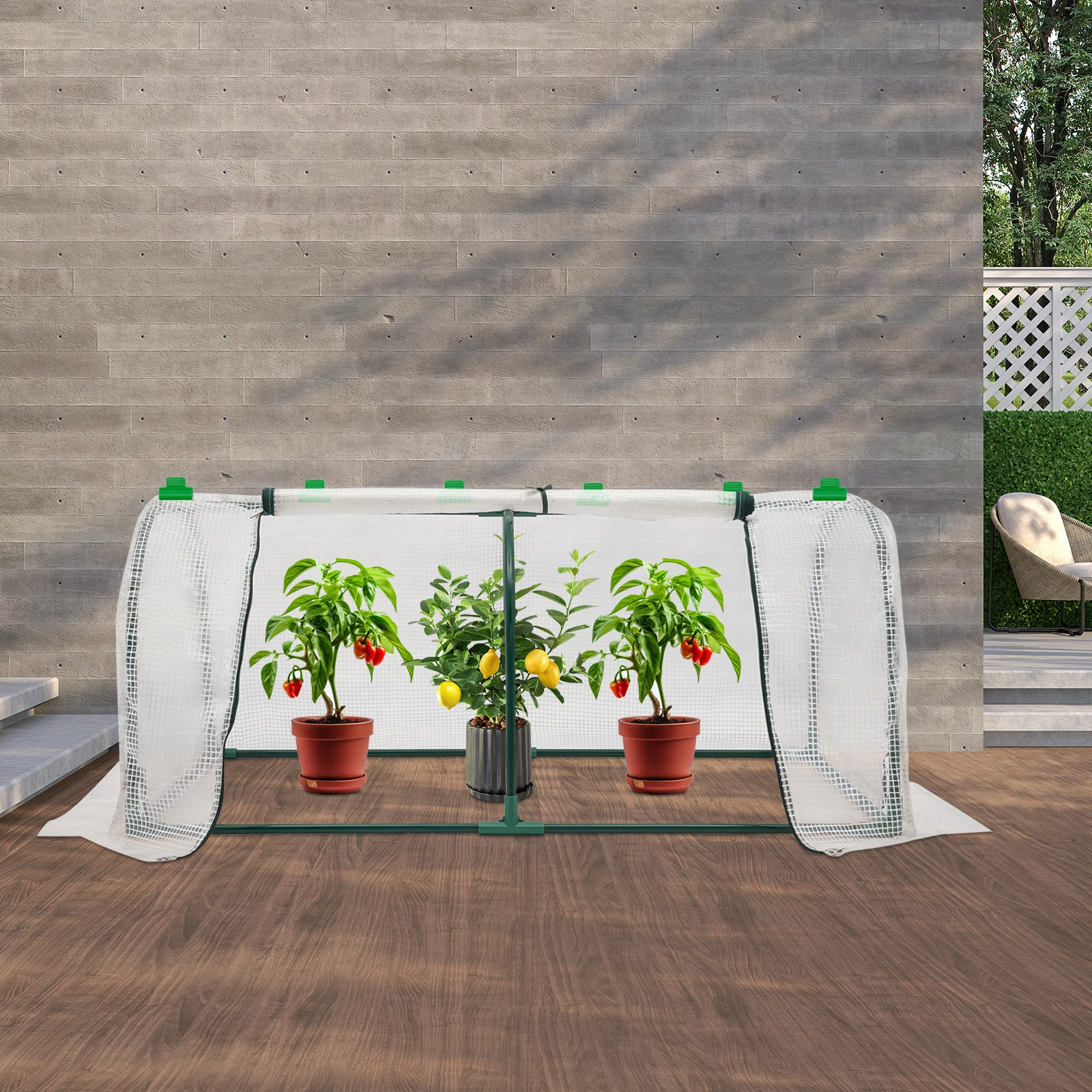 Kleines Gewächshaus mit Kaltrahmen - 120x60x50cm Tomatengewächshaus mit Aufrollfenstern für Balkon/Garten – Detail 4