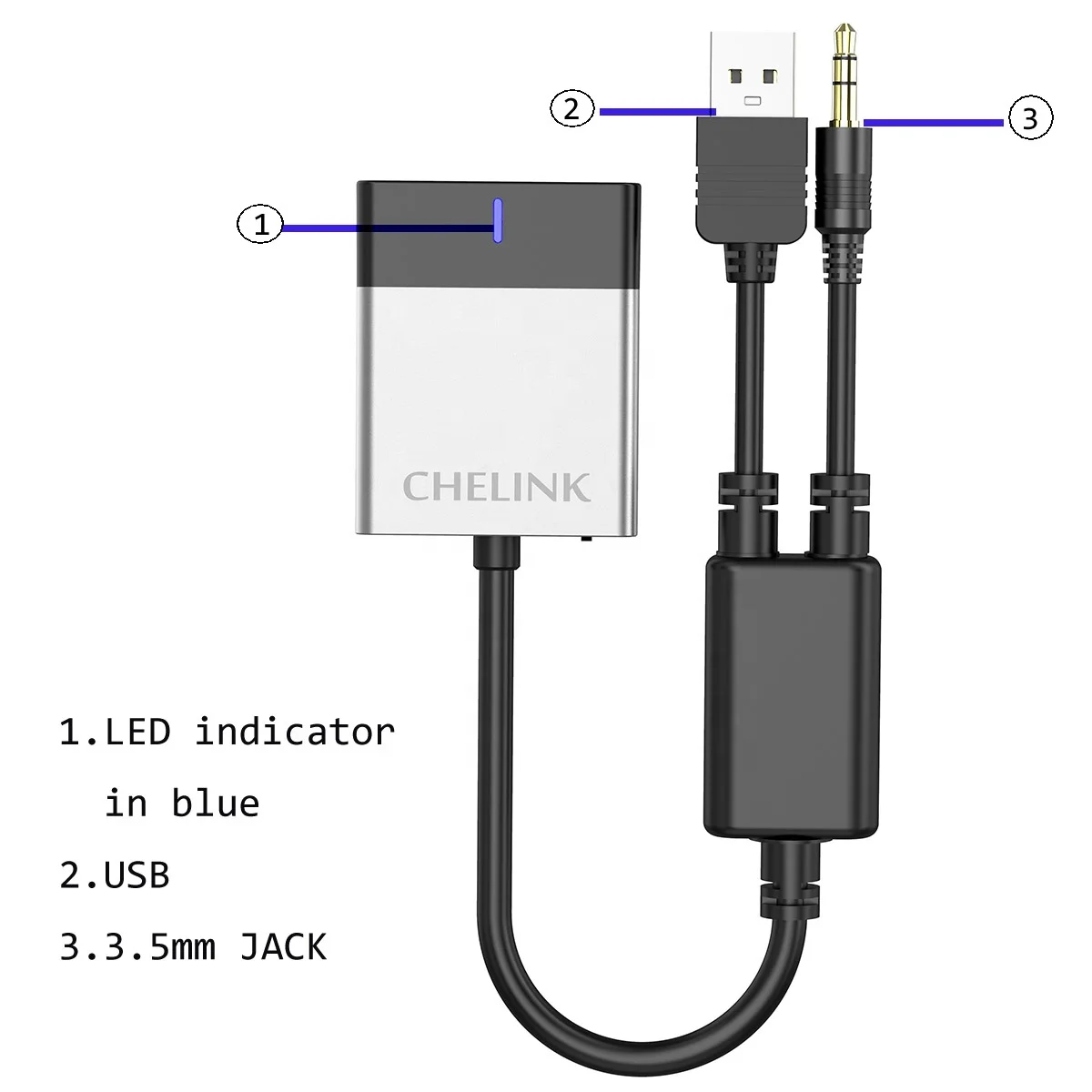 X3 3.5mm AUX or Bluetooth To USB Wireless Audio Adapter - Global