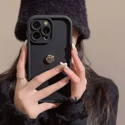 Elegant 3D Gold Flower Silicone Soft Phone Case Cover - Samsung A05 (Black)
