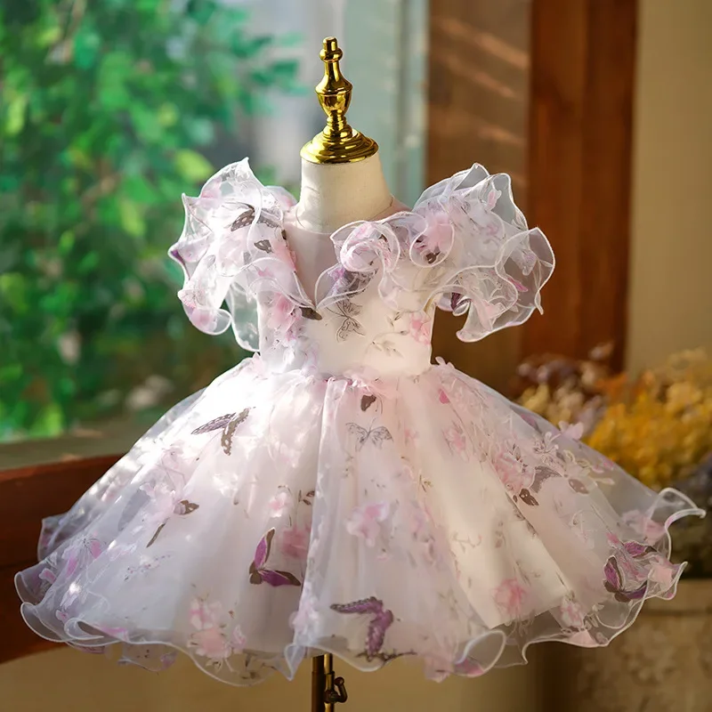 Flower Girl Dresses For Weddings Kids Bow Design Fairy Princess Ball Gown Children Birthday Party Clothes Baby Baptism flower girl dresses