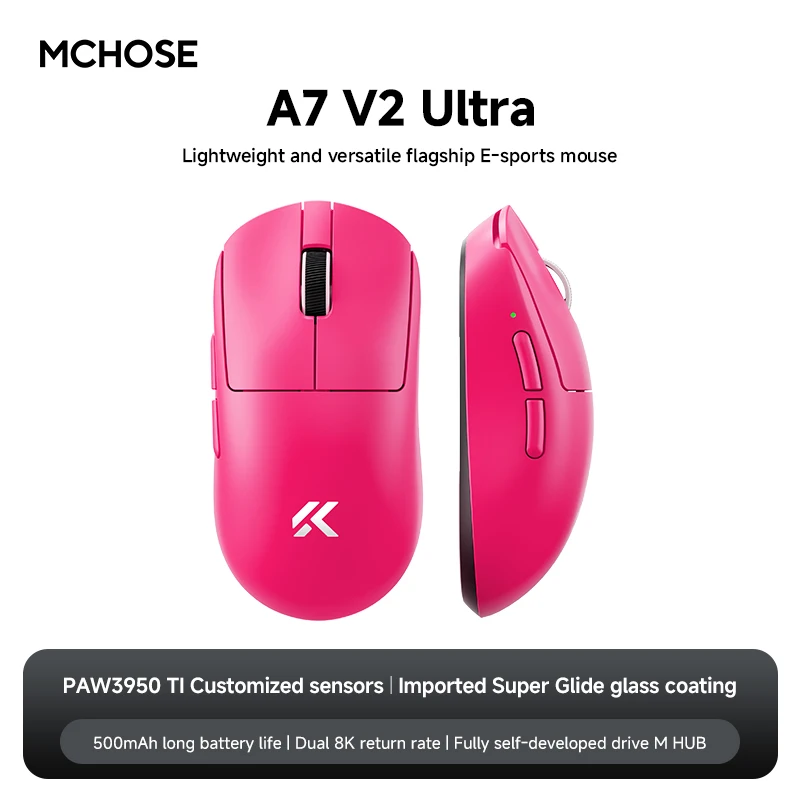 MCHOSE A7 V2 Ultra White Gaming Mouse Lightweight Wireless 8000Hz
