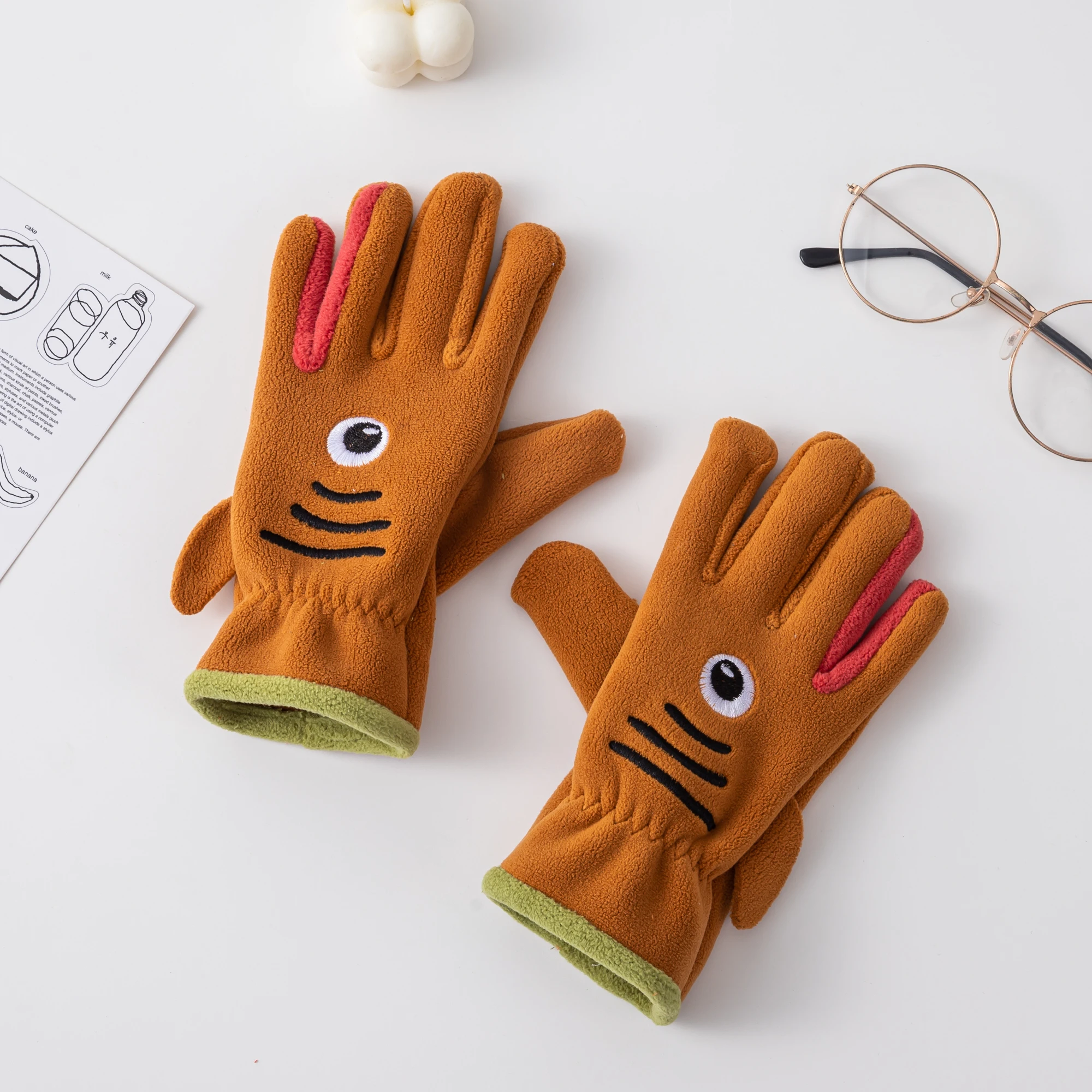 Kids Boy Gloves Winter 5-12 Years Coral Fleece Cartoon Shark Gloves Outdoor Keep Warm Thicken  Cycling Children Girl Gloves 3