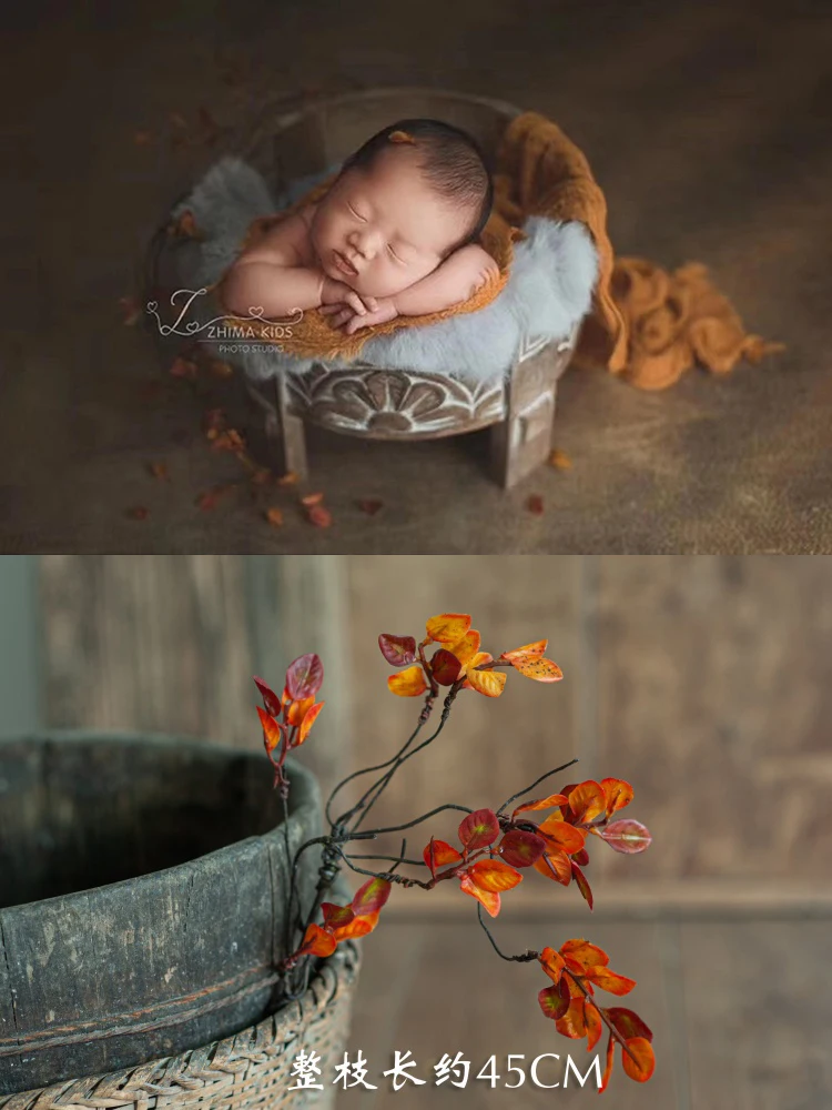 Newborn Photography Prop Basket Stuffer Simulated Green Plants Accessorie Christmas Daisy Rattan Strip Vine Studio Shooting Flow cheap newborn photography near me Baby Souvenirs