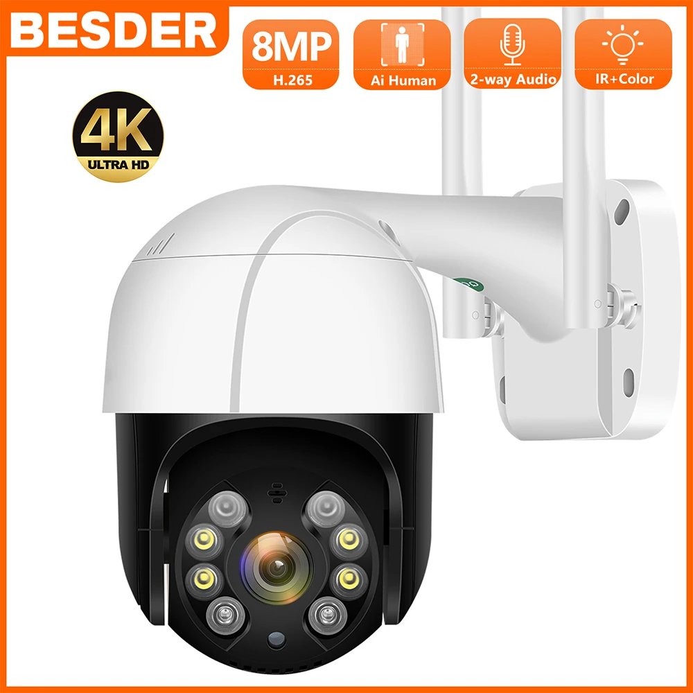 Ultra HD 8MP 4K kamera PTZ IP WiFi 5X Zoom cyfrowy automatyczne śledzenie  5MP 3MP 2MP bezprzewodowa zewnętrzna kamera do monitoringu CCTV iCSee  kamera