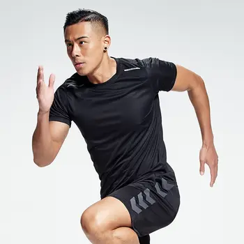 스포츠 Tshirt Mens 여름 얇은 땀 흡수 반 소매 빠른 건조 셔츠 아이스 실크 티셔츠 짧은 소매 탑 러닝 피츠