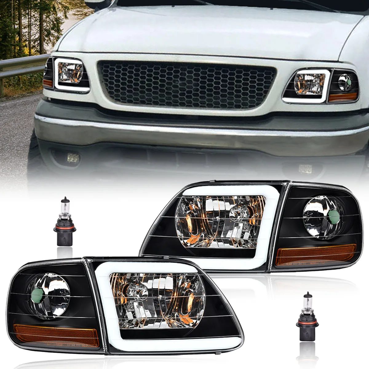 SINDAR 2個 LEDヘッドライトアセンブリ フォード F-150 エクスペ 