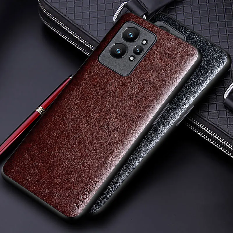 Luxury PU Leather Business Style Phone Case - Solid Color Design