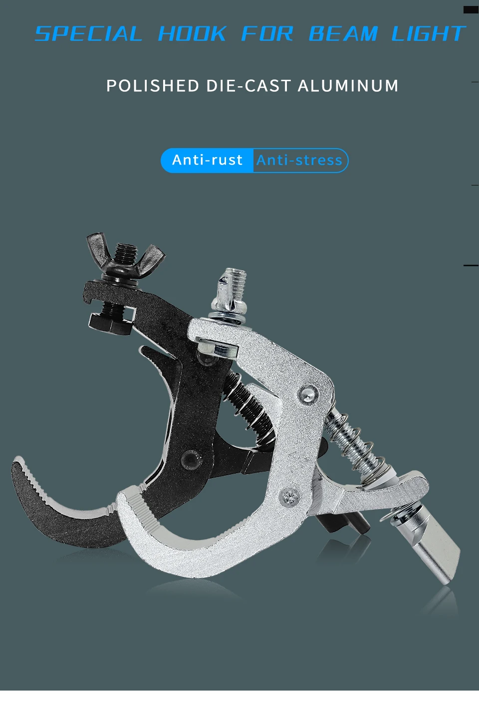 Ťažká svorka na hák pre scénické svetlo v detailnom pohľade