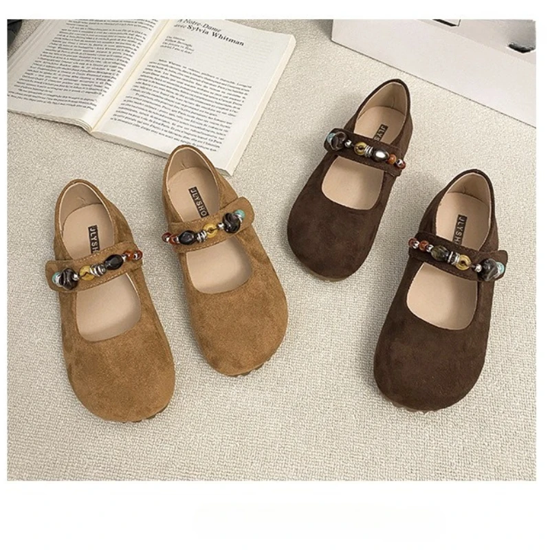 Women Mary Jane Shoes Autumn New Vintage Round Toe Comfort Outdoor Non Slip Flats Lightweight Luxury Soft Sole Casual Shoes
