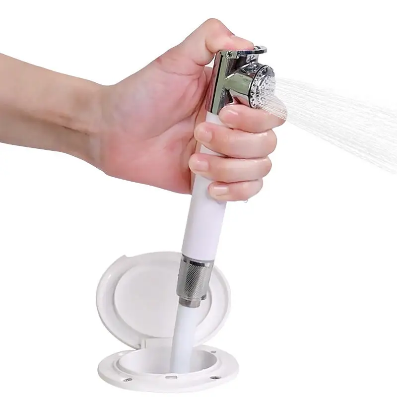 휴대용 가압식 샤워 헤드 304 스테인리스 스틸 보트 마린 RV 캠핑카용 2500mm PVC 호스 플러시 마운트 포함