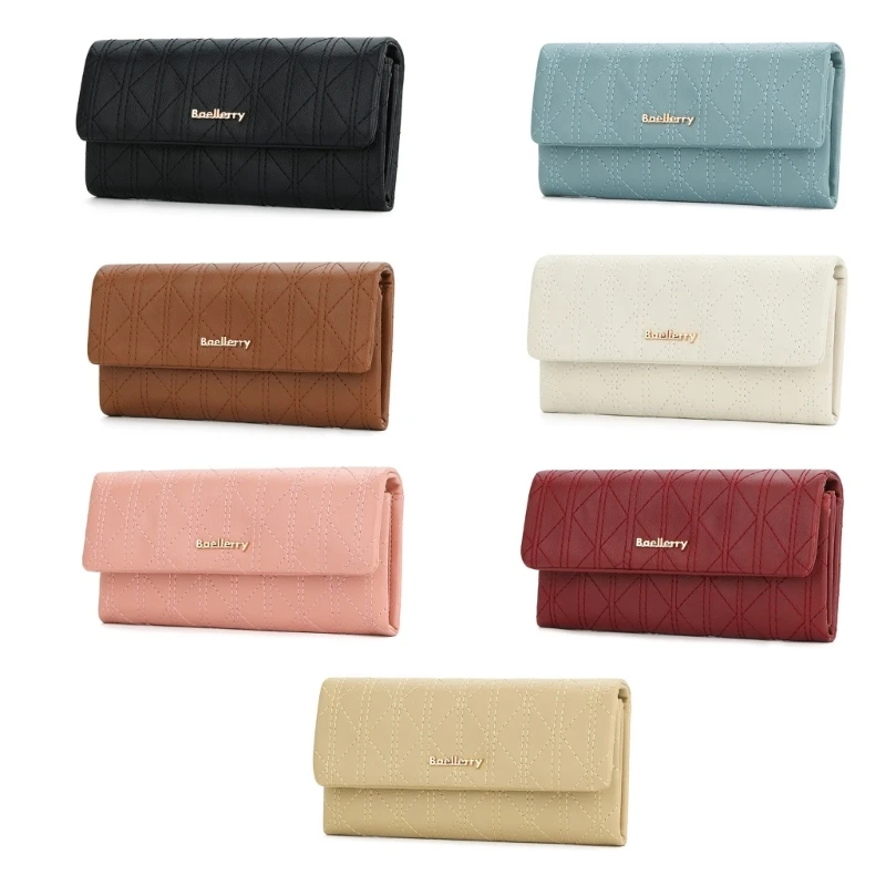 

Durable PU Leather Long Wallet Quilted Purse Clutch with Coin Pocket for Women