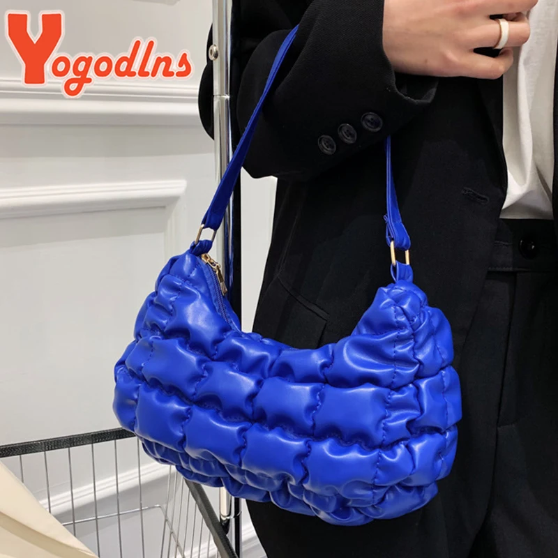 Yogodlns Luxury Pleated Cloud Bag For Women Fashion Soft Leather ...