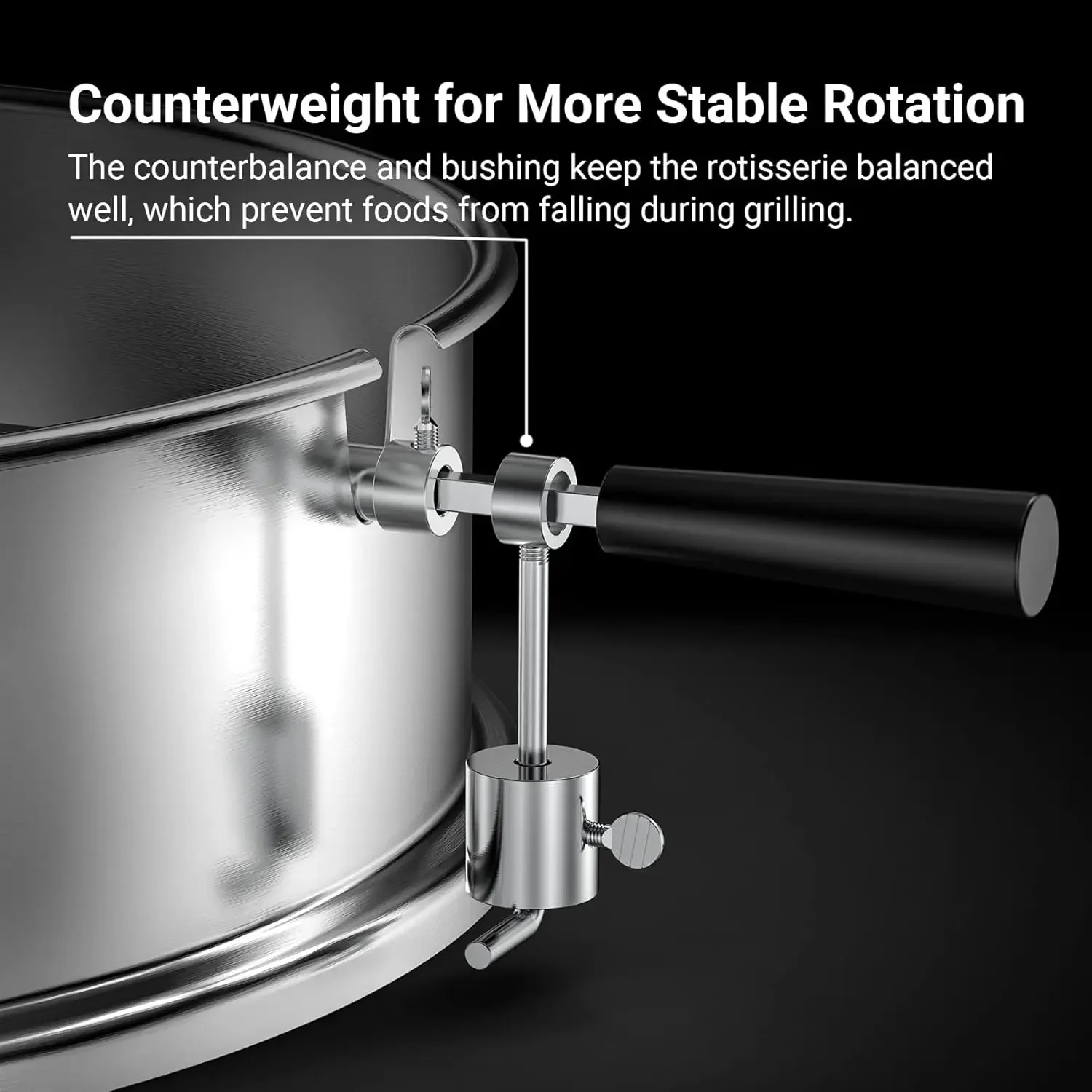 Stainless Steel Rotisserie Ring Kit for Weber 22 Inch Charcoal Kettle and Other Similar Grills 2