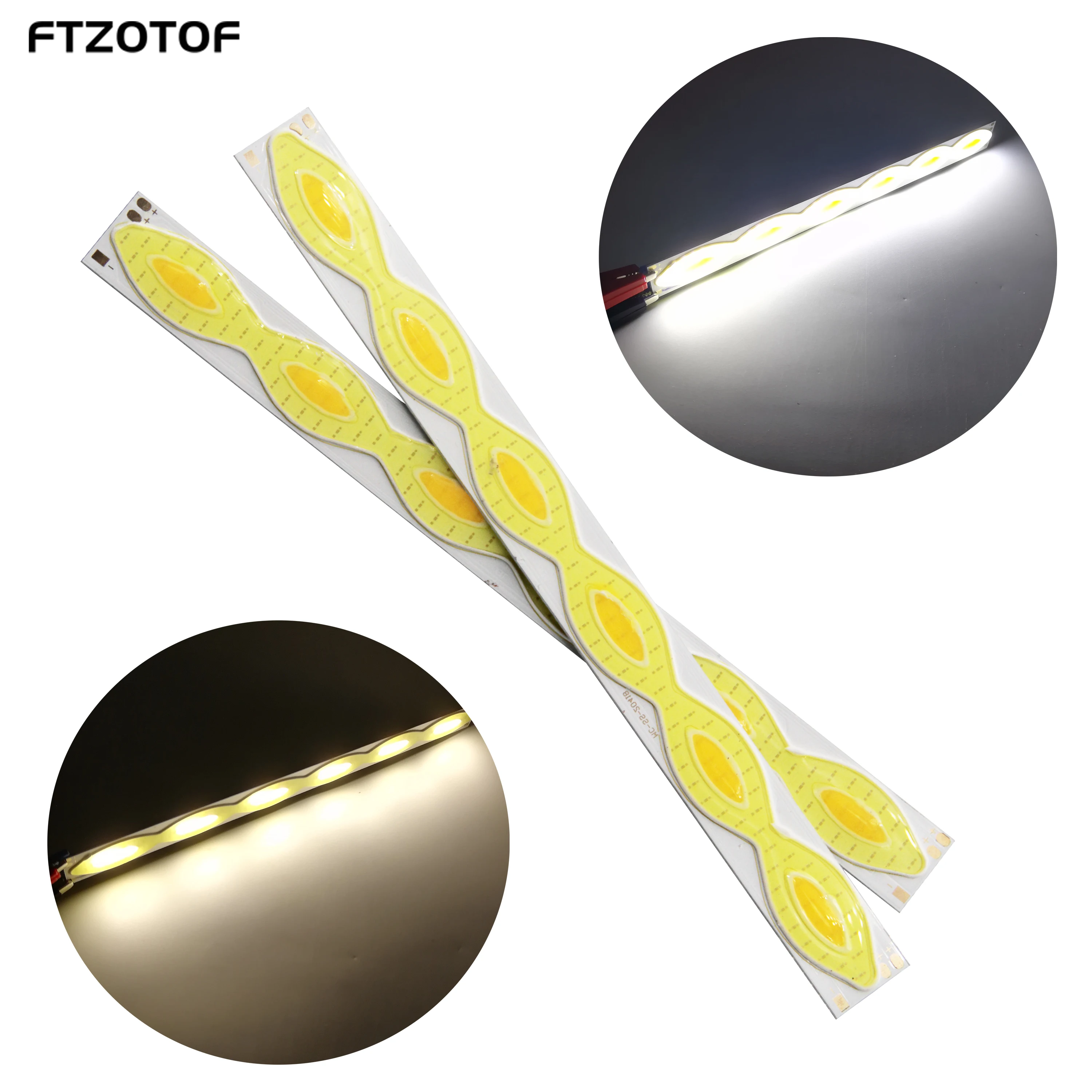 

FTZOTOF COB LED Chip Strip DC 12V Lighting Source Bar 204x18mm Solid Block Dov Bulb Dual Color Warm White LED for Auto DIY Lamps