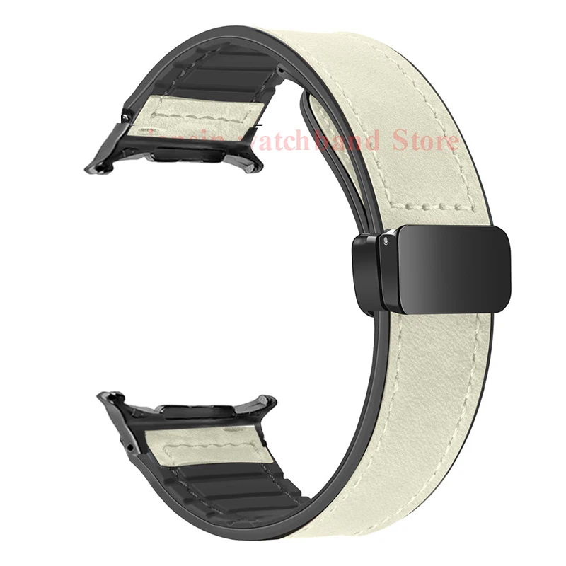 Magnetic Leather Silicone Bracelet Strap - Elegant and Gap-Free Watchband Design