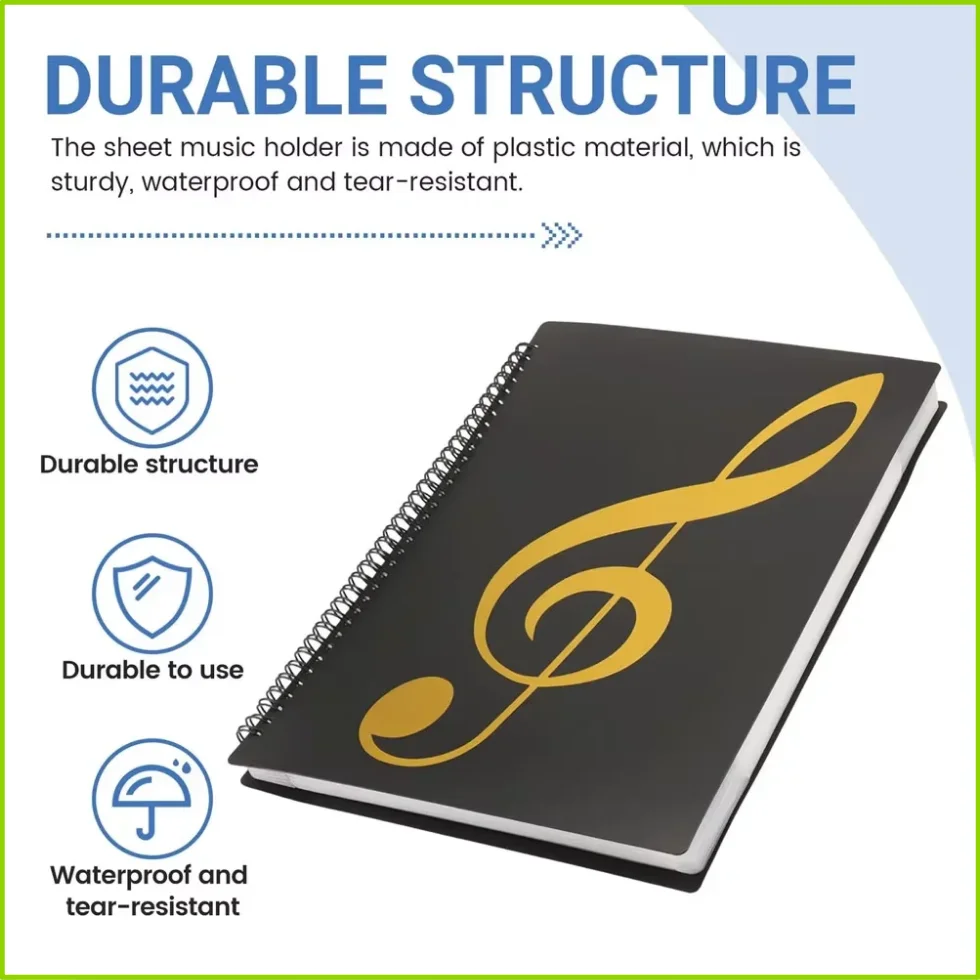 Cartella Flessibile per Spartiti di Pianoforte da 40 Pagine, Formato A4, con Clip per Libri di Musica, Raccoglitore per Fogli di Carta per Pianoforte, per la Pratica - immagine 3