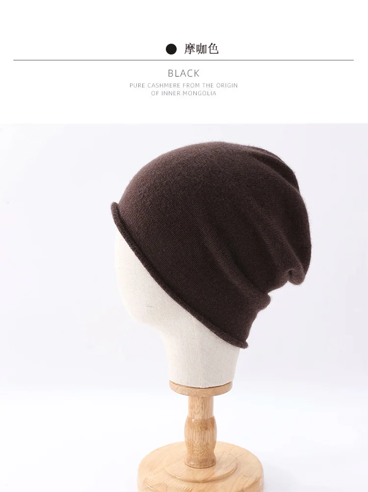 Strickmütze aus reiner Wolle, hochelastisch, atmungsaktiv, kalt, für Männer und Frauen, warm, einfarbig, Pullover, Hut, Skullies, Outdoor-Kappe – Detail 6
