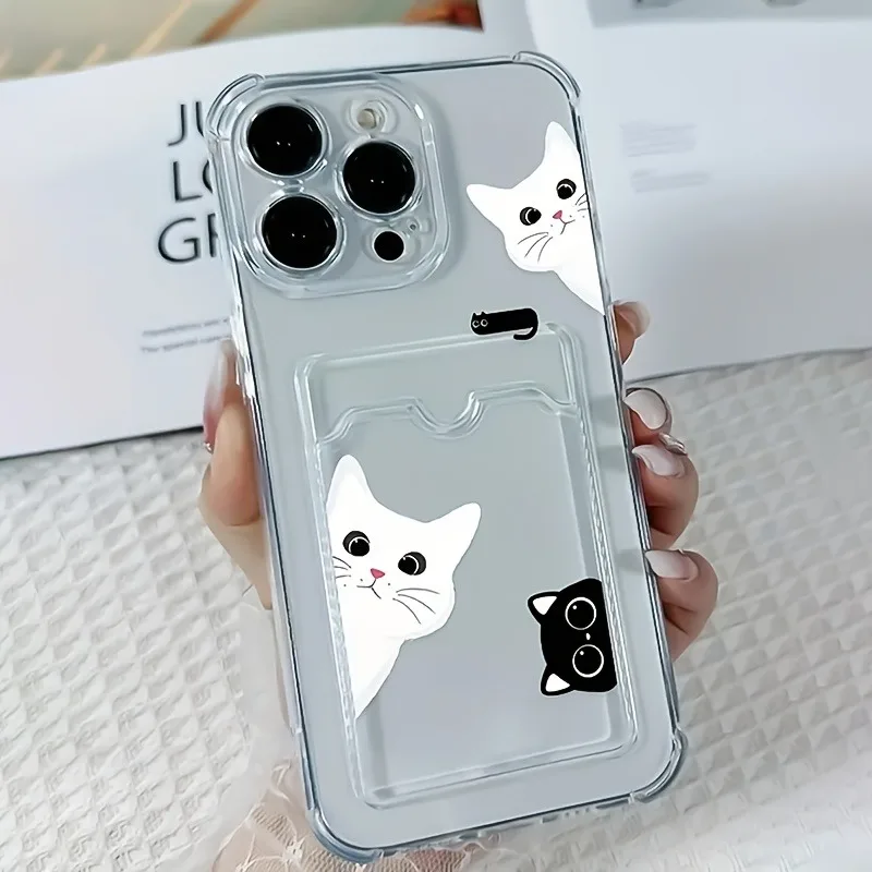 Stylish Black and White Cat Pattern Insert Phone Case Cover