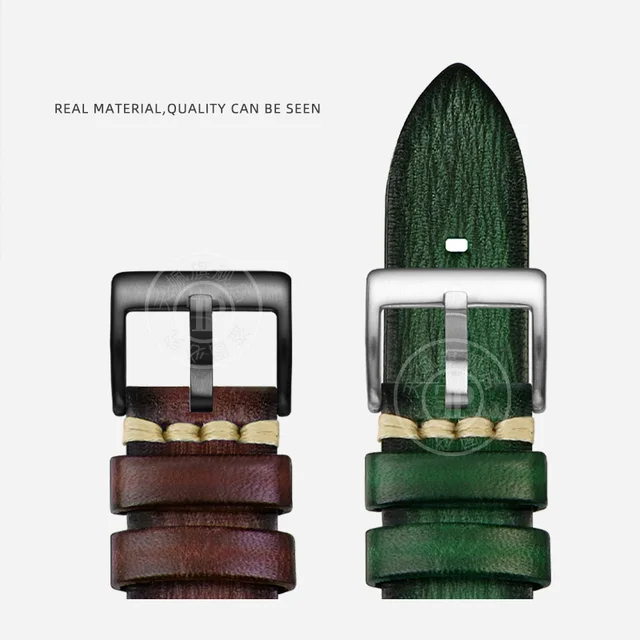 Pulseira de relógio artesanal em couro genuíno youheng