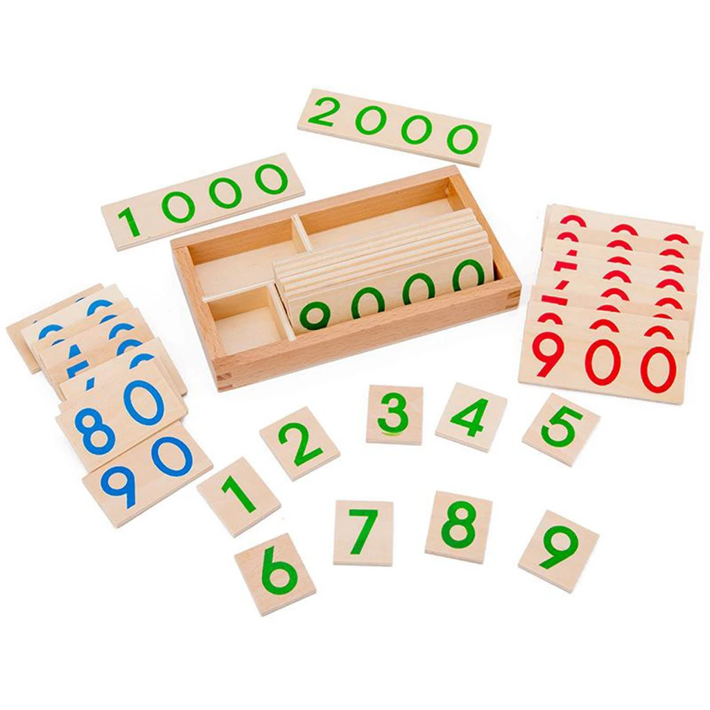 Wood Mathematics 1-9000 Number Multicolor Pre Counting Educational Developmental Montessori Math Learning Activity Toys For Kids