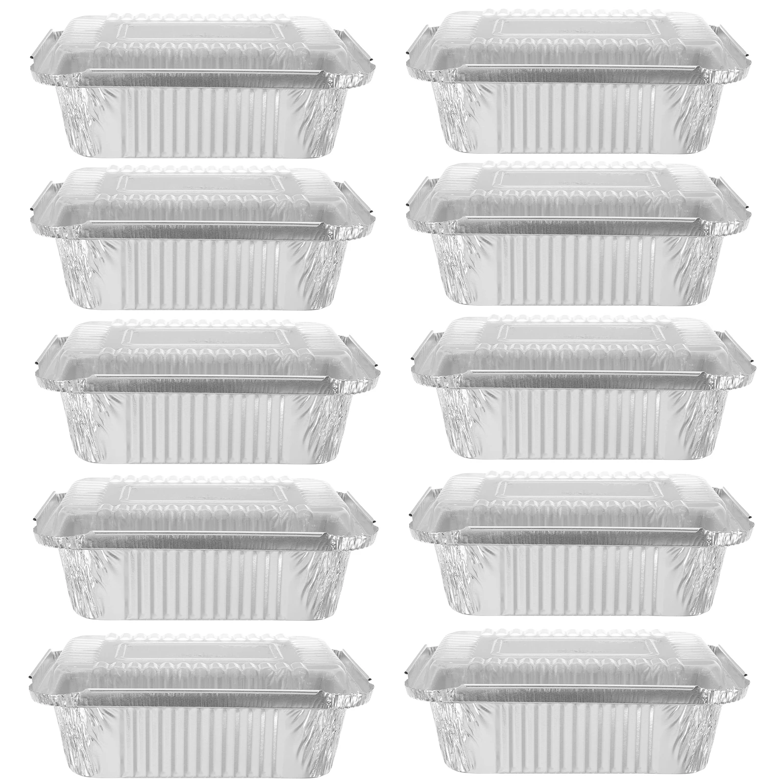 Disposable Containers 20pcs Disposable Aluminum Foil Pans Baking Pans Disposable Baking Takeout With Lid BBQ Accessories Food Storage Containers