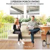 3 Person Wicker Porch Swing Chair Heavy Duty 800 LBS with Cup Holder, 57 Inch Outdoor Rattan Patio Hanging Swing Bench with Cus 3