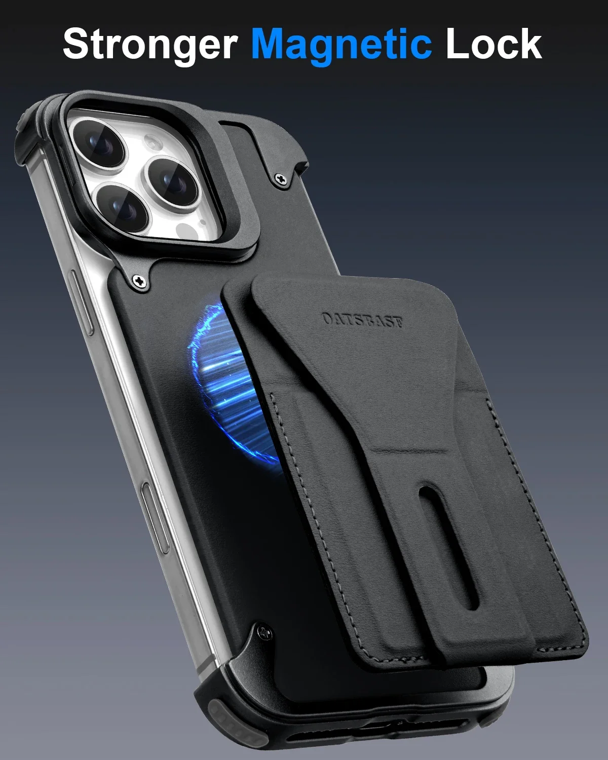 Eary Card Case for iPhone 16 Pro Max Magnetic Phone Case Removable Wallet Holder Camera Lens Stand Frameless Leather Cover Shell