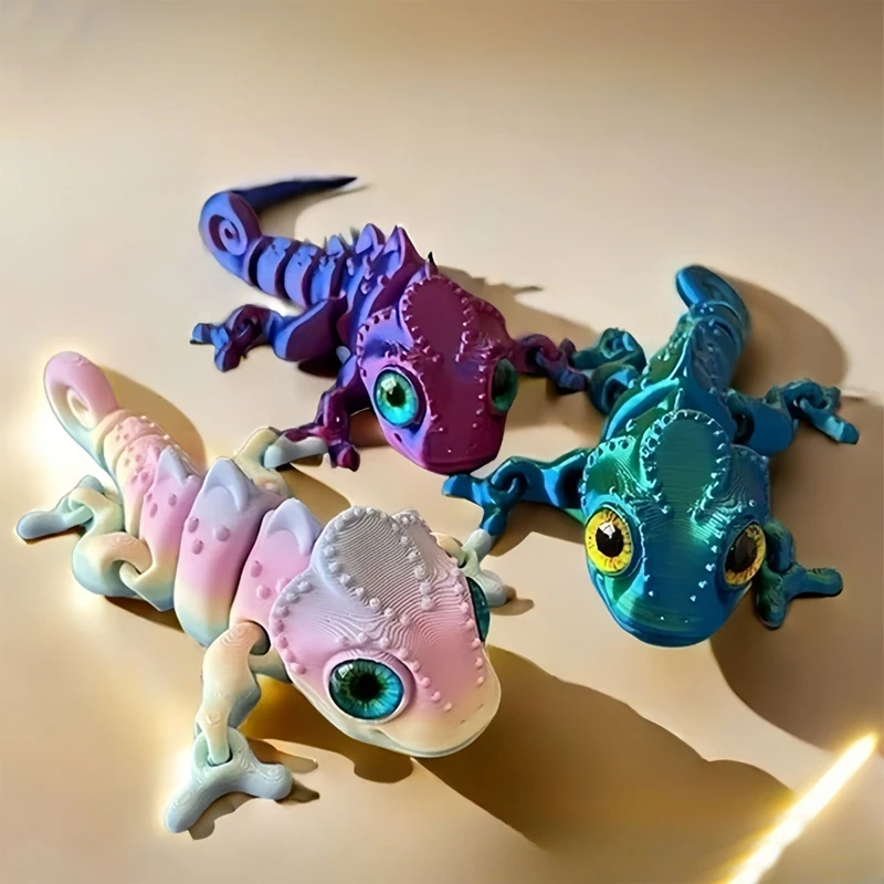 3D Printing Chameleon Ornaments Multi-joint Movable Simulation Dragon Color Cartoon Dragon Home Decoration Kids Cool Gifts 1